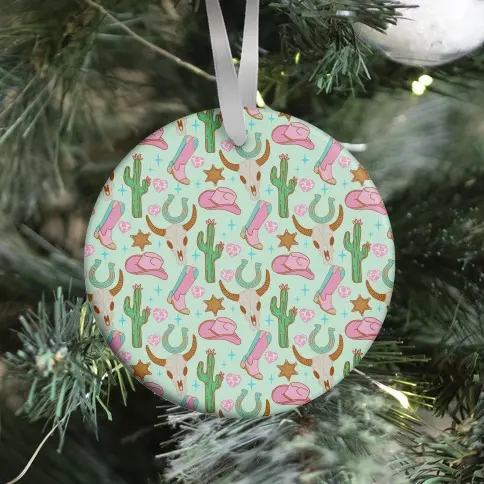 Pink Western Cowboy Pattern Ornament Perfect And Unique Gifts For Family On Christmas Holiday