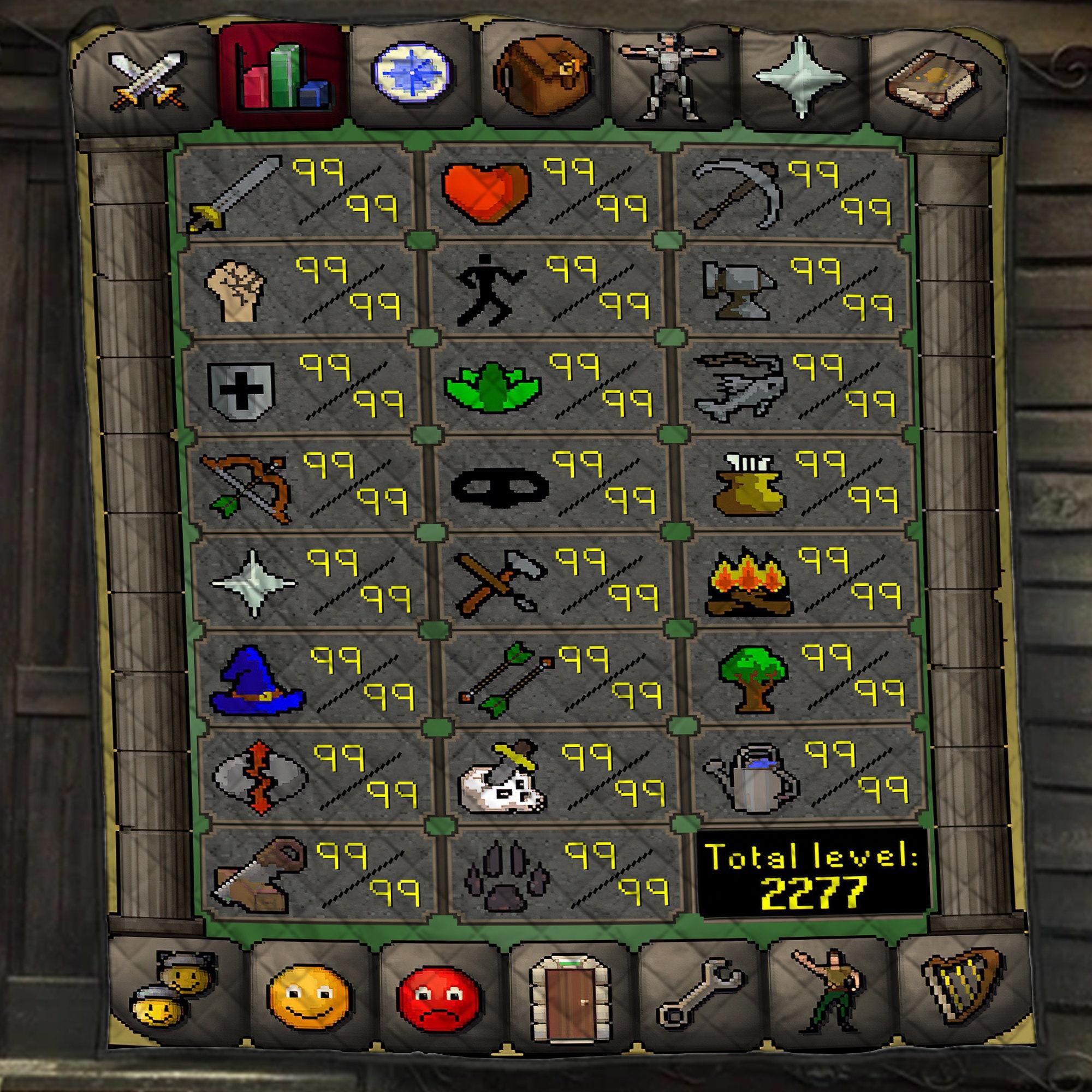 OSRS Old School RuneScape Skills Quilt Fleece Sherpa Blanket Perfect Gifts For Family On Christmas