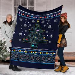 Game Pacman Ugly Christmas Custom Fleece Sherpa Blanket Home Decor Perfect Gifts For Family On Christmas