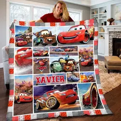 Anime Personalized Birthday Cars Lightning McQueen Gifts For Kids Quilt Fleece Sherpa Blanket Perfect Gifts For Family Christmas