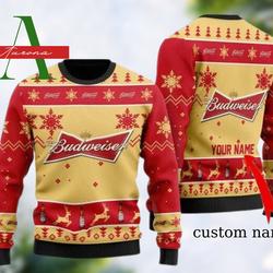 Personalized Budweiser Beer Christmas Sweater Gift Perfect And Unique Gifts For Adults Kids On Christmas