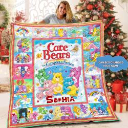 Anime Personalized Care Bears Birthday Quilt Fleece Sherpa Blanket Christmas Gifts For Kids Perfect Gifts For Family On Christmas