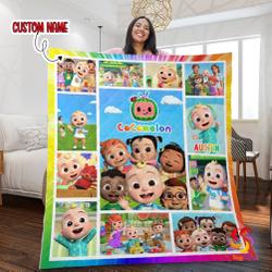 Music Personalized Cocomelon Birthday Kids Family Matching Quilt Fleece Sherpa Blanket Perfect Gifts For Family On Christmas