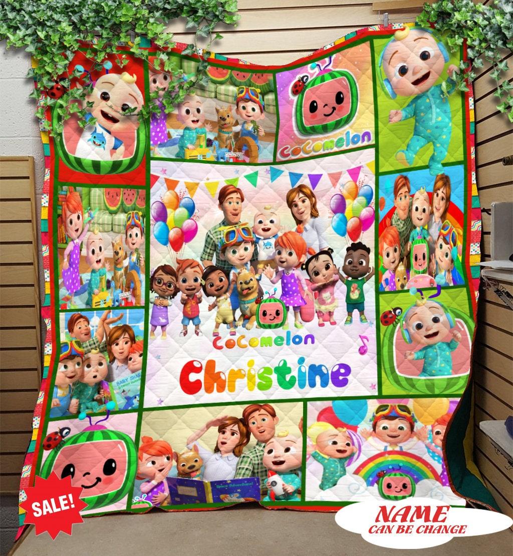 Music Personalized Cocomelon Birthday Quilt Fleece Sherpa Blanket Perfect Gifts For Family On Christmas
