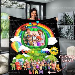 Music Personalized Cocomelon Fleece Sherpa Blanket Kid Gift Ideas Perfect Gifts For Family On Christmas