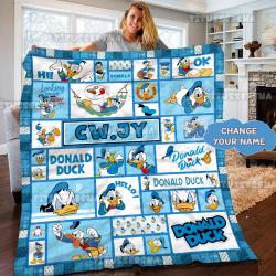 Anime Personalized Disney Donald Duck Fleece Sherpa Blanket Perfect Gifts For Family On Christmas