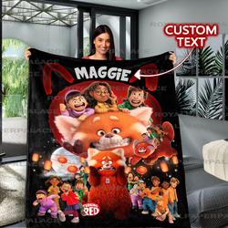 Movie Personalized Disney Pixar Turning Red Fleece Sherpa Blanket Perfect Gifts For Family On Christmas