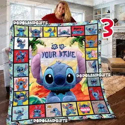 Anime Personalized Disney Stitch Birthday Christmas Gifts Fleece Fleece Sherpa Blanket Perfect Gifts For Family On Christmas
