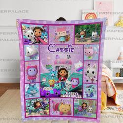 Movie Personalized Gabby's Dollhouse Fleece Sherpa Blanket Perfect Gifts For Family On Christmas