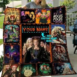 Movie Personalized Halloween Hocus Pocus Gift Fleece Sherpa Blanket Perfect Gifts For Family On Christmas