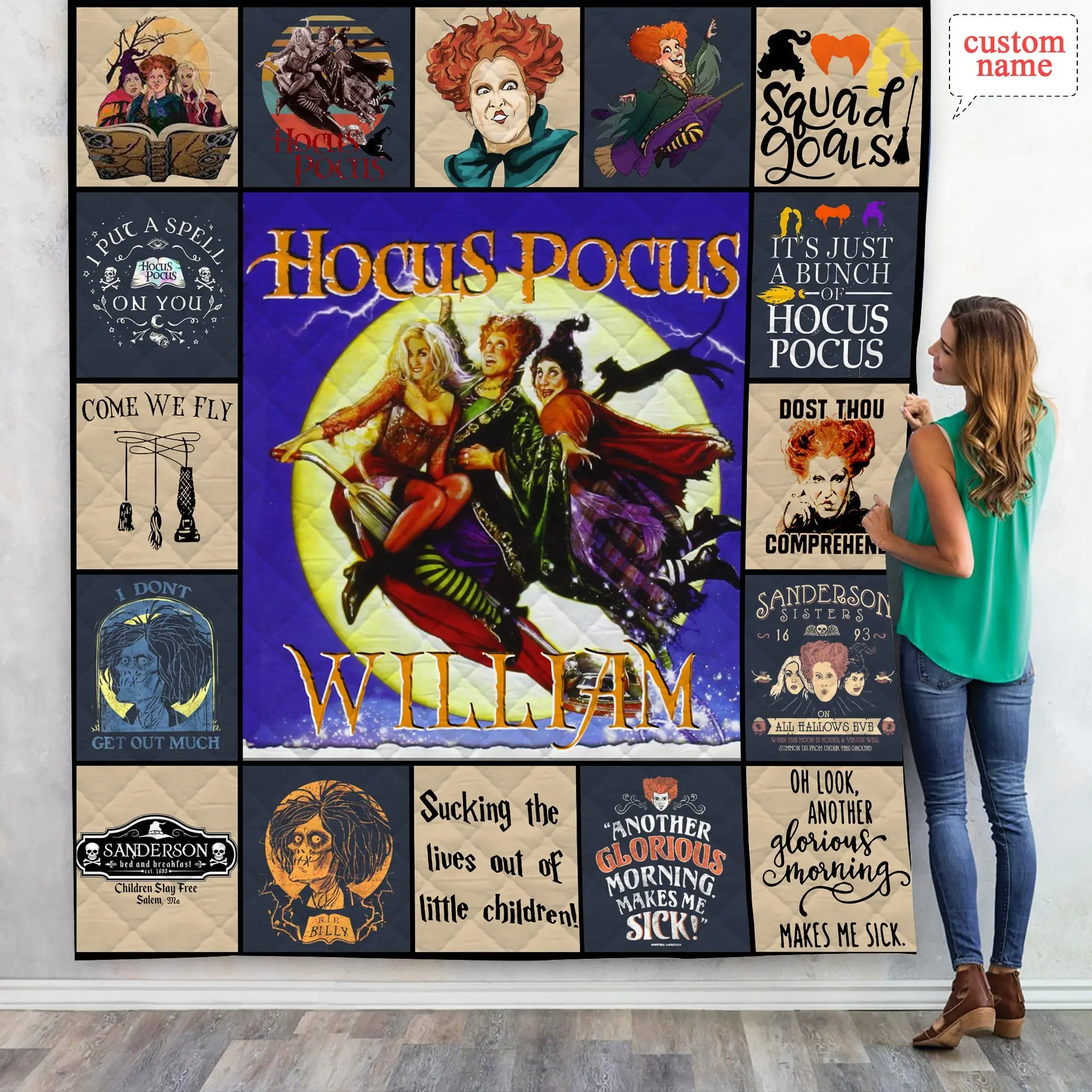 Movie Personalized Hocus Pocus Quilt Fleece Sherpa Blanket Gifts For Her Perfect Gifts For Family On Christmas