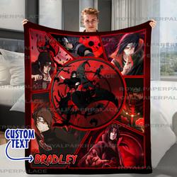 Anime Personalized Itachi Uchiha Anime Fan Fleece Sherpa Blanket Perfect Gifts For Family On Christmas