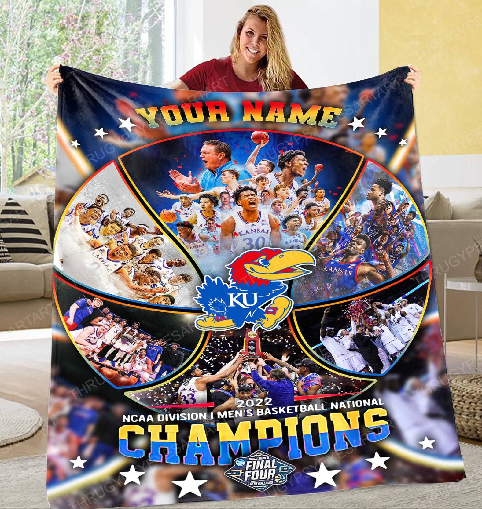 NFL Personalized Kansas Wins 2022 NCAA Mens Basketball Championship Perfect Gifts For Family On Christmas