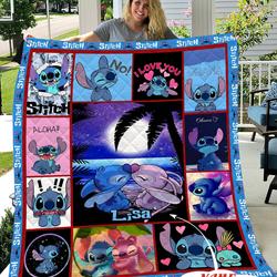 Movie Personalized Lilo And Stitch Fleece Sherpa Blanket Quilt Perfect Gifts For Family On Christmas