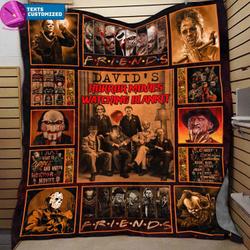 Movie Personalized Name Horror Movies Watching Fleece Sherpa Blanket Quilt Perfect Gifts For Family On Christmas