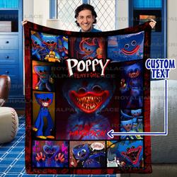 Anime Personalized Poppy Playtime Birthday Fleece Sherpa Blanket With Name Perfect Gifts For Family On Christmas