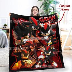 Movie Personalized Shadow The Hedgehog Fleece Sherpa Blanket Perfect Gifts For Family On Christmas
