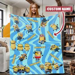 Movie Personalized The Rise Of Gru Minions Fleece Sherpa Blanket Perfect Gifts For Family On Christmas