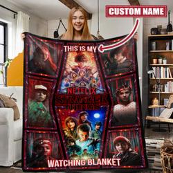 Movie Personalized This Is My Netflix Watching Stranger Things Fleece Sherpa Blanket Perfect Gifts For Family On Christmas
