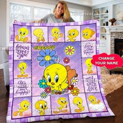 Anime Personalized Tweety Bird Birthday Theme Party Fleece Fleece Sherpa Blanket Perfect Gifts For Family On Christmas