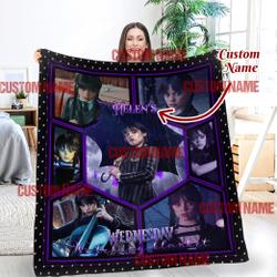 Movie Personalized Wednesday Fleece Sherpa Blanket Gift Ideas Perfect Gifts For Family On Christmas