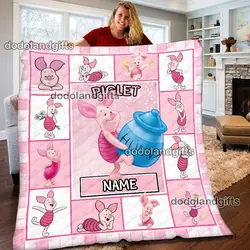Anime Personalized Winnie Pooh Piglet Gifts For Kids Fleece Sherpa Blanket Perfect Gifts For Family On Christmas