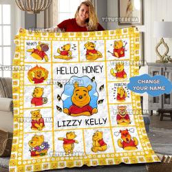 Anime Personalized Winnie The Pooh Friends Cartoon Fleece Sherpa Blanket Perfect Gifts For Family On Christmas