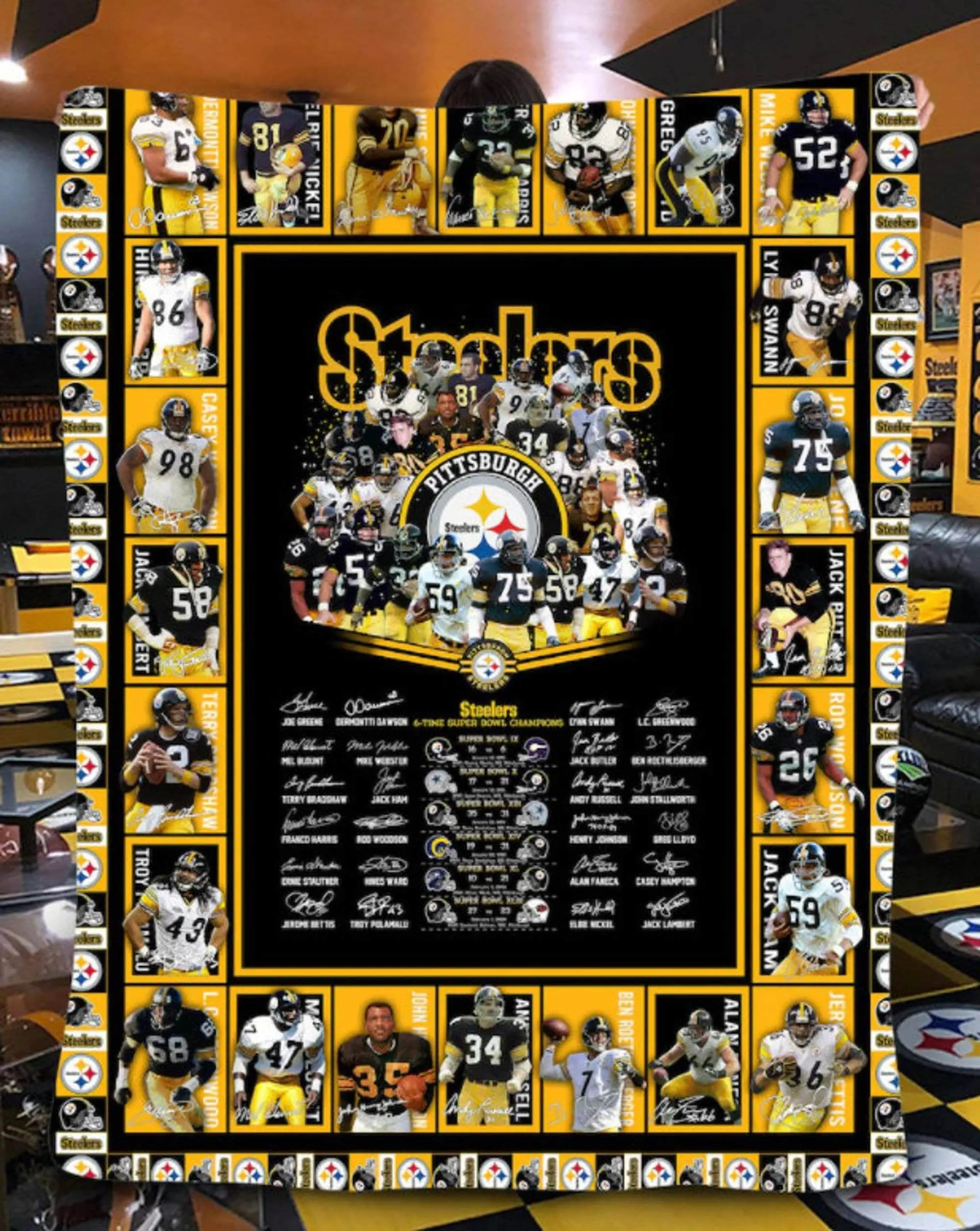 Pittsburgh Steelers Anniversary Team Fleece Sherpa Blanket Perfect Gifts For Family On Christmas