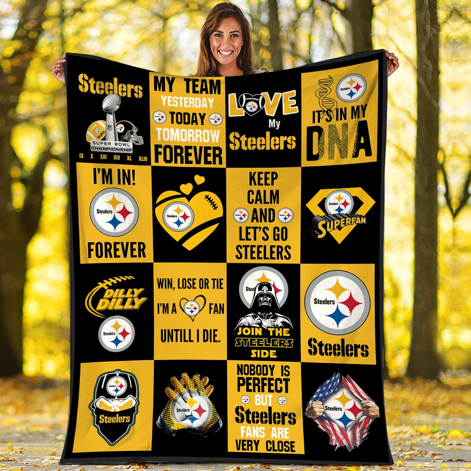 Pittsburgh Steelers Basketball Team Sport Lover Fleece Sherpa Blanket Perfect Gifts For Family On Christmas