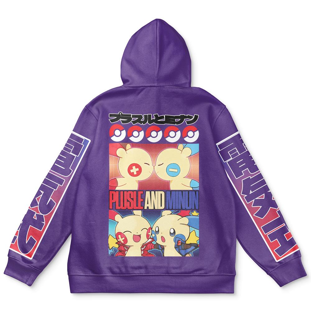 Anime Plusle and Minun Pokemon Streetwear Hoodie Perfect And Unique Gifts For Otaku Anime Fans On Christmas