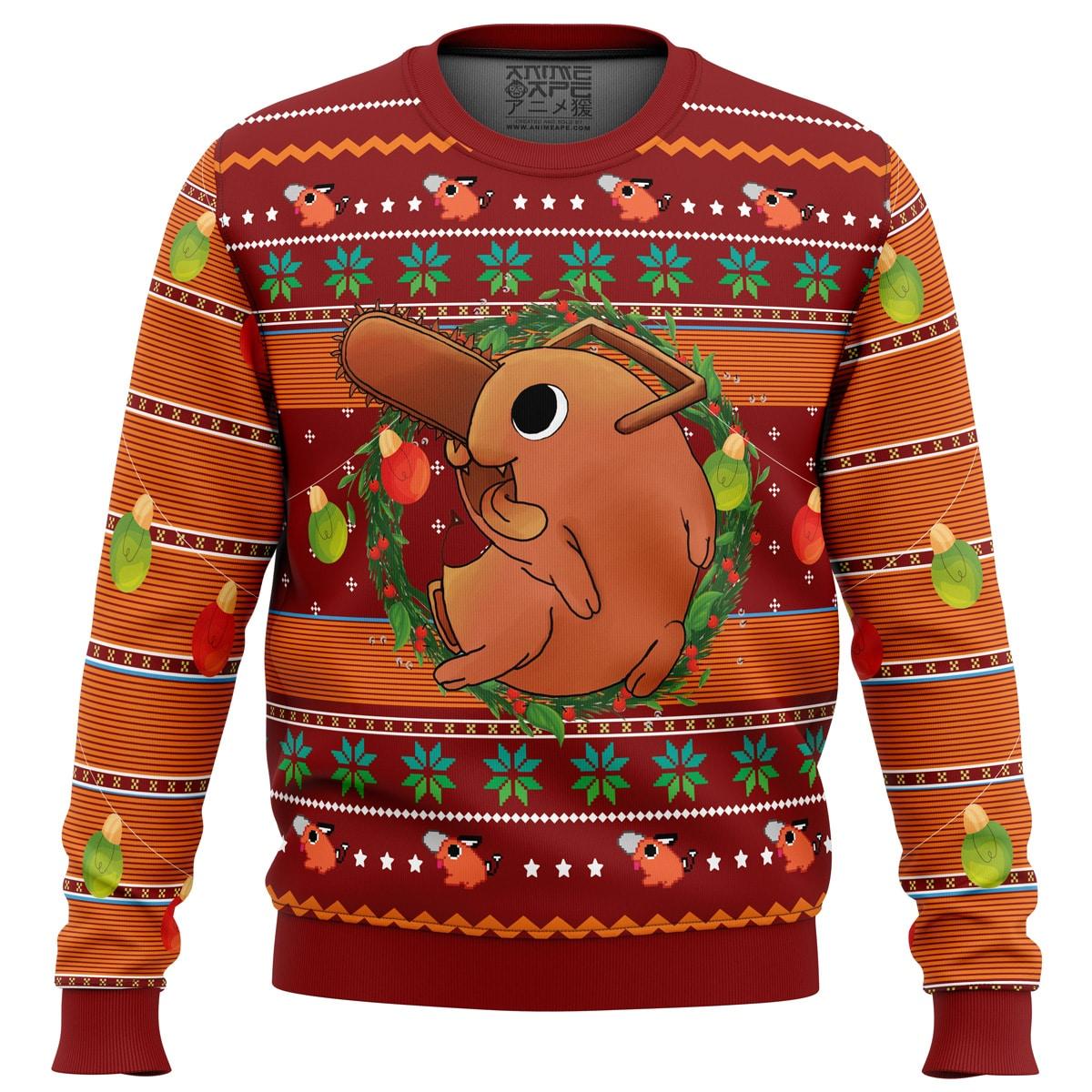 Pochita Chainsaw Man Ugly Christmas Sweater Perfect And Unique Gifts For Adults Kids On Christmas