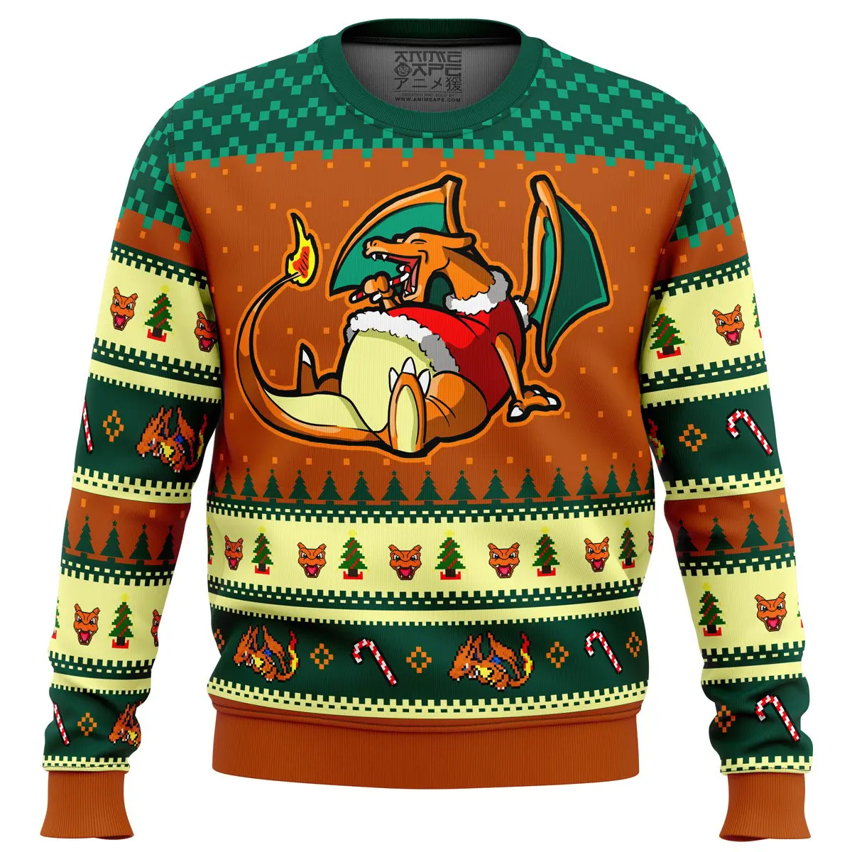 Pokemon Eating Candy Cane Charizard Ugly Christmas Sweater Perfect And Unique Gifts For Adults Kids On Christmas