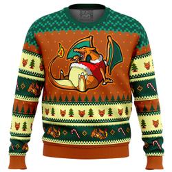 Pokemon Eating Candy Cane Charizard Ugly Christmas Sweater Perfect And Unique Gifts For Adults Kids On Christmas