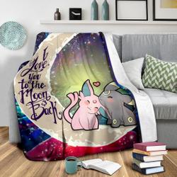 Anime Pokemon Espeon Umbreon Love You To The Moon Galaxy Premium Fleece Sherpa Blanket Perfect Gifts For Family On Christmas