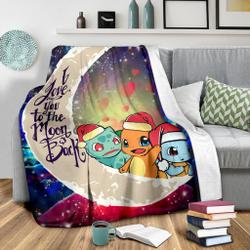 Anime Pokemon Friends Gen 1 Love You To The Moon Galaxy Premium Fleece Sherpa Blanket Perfect Gifts For Family On Christmas