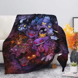 Anime Pokemon Ghost Halloween Premium Fleece Sherpa Blanket Perfect Gifts For Family On Christmas