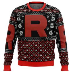 Pokemon Team Rocket Red Black Ugly Christmas Sweater Perfect And Unique Gifts For Adults Kids On Christmas