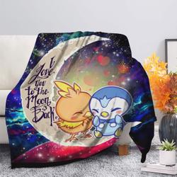Anime Pokemon Torchic Piplup Love You To The Moon Galaxy Fleece Sherpa Blanket Perfect Gifts For Family On Christmas