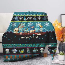 Anime Pokemon Water Ugly Christmas Premium Fleece Sherpa Blanket Perfect Gifts For Family On Christmas