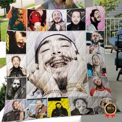 Music Post Malone Colorful Rock Music Quilt Fleece Sherpa Blanket Perfect Gifts For Family On Christmas