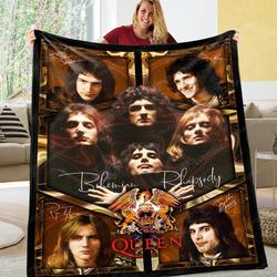 Music Queen Rock Band Fleece Sherpa Blanket Perfect And Unique Gifts For Family On Christmas Holiday