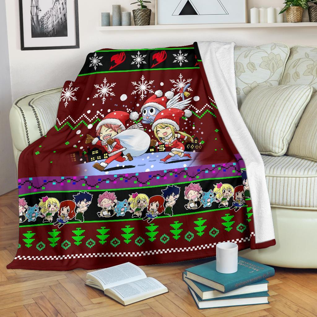 Anime Red Fairy Tail Christmas Fleece Sherpa Blanket Amazing Gift Idea Perfect Gifts For Family On Christmas