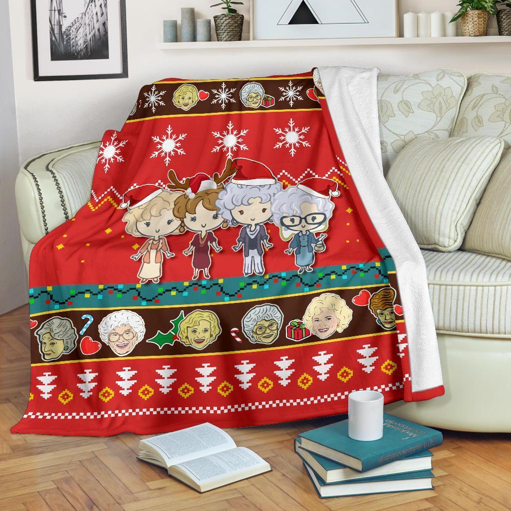 Music Red Golden Girls Christmas Fleece Sherpa Blanket Amazing Gift Idea Perfect Gifts For Family On Christmas