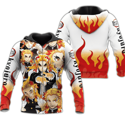 Anime Rengoku Zip Hoodie Demon Slayers Shirt Costume Anime Fan Gift Idea Perfect And Unique Gifts For Otaku On Christmas