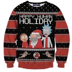 Rick And Morty Happy Human Holiday Ugly Christmas Sweater Perfect And Unique Gifts For Adults Kids On Christmas