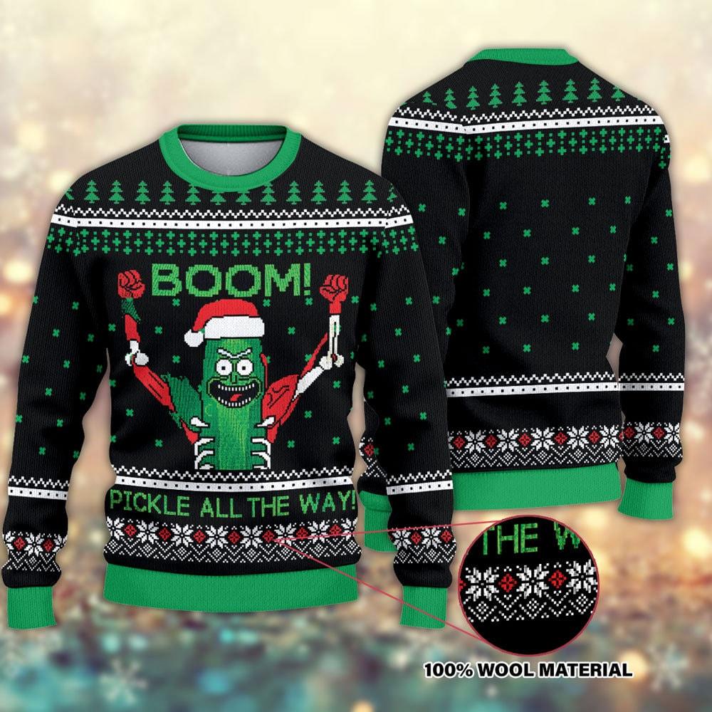 Rick And Morty Pickle Christmas Ugly Sweater Perfect And Unique Gifts For Adults Kids On Christmas