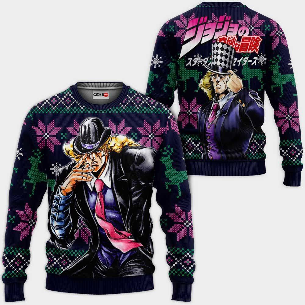 Robert Speedwagon Ugly Christmas Sweater Custom Anime JJBA Xmas Gifts Perfect And Unique Gifts For Adults Kids On Christmas