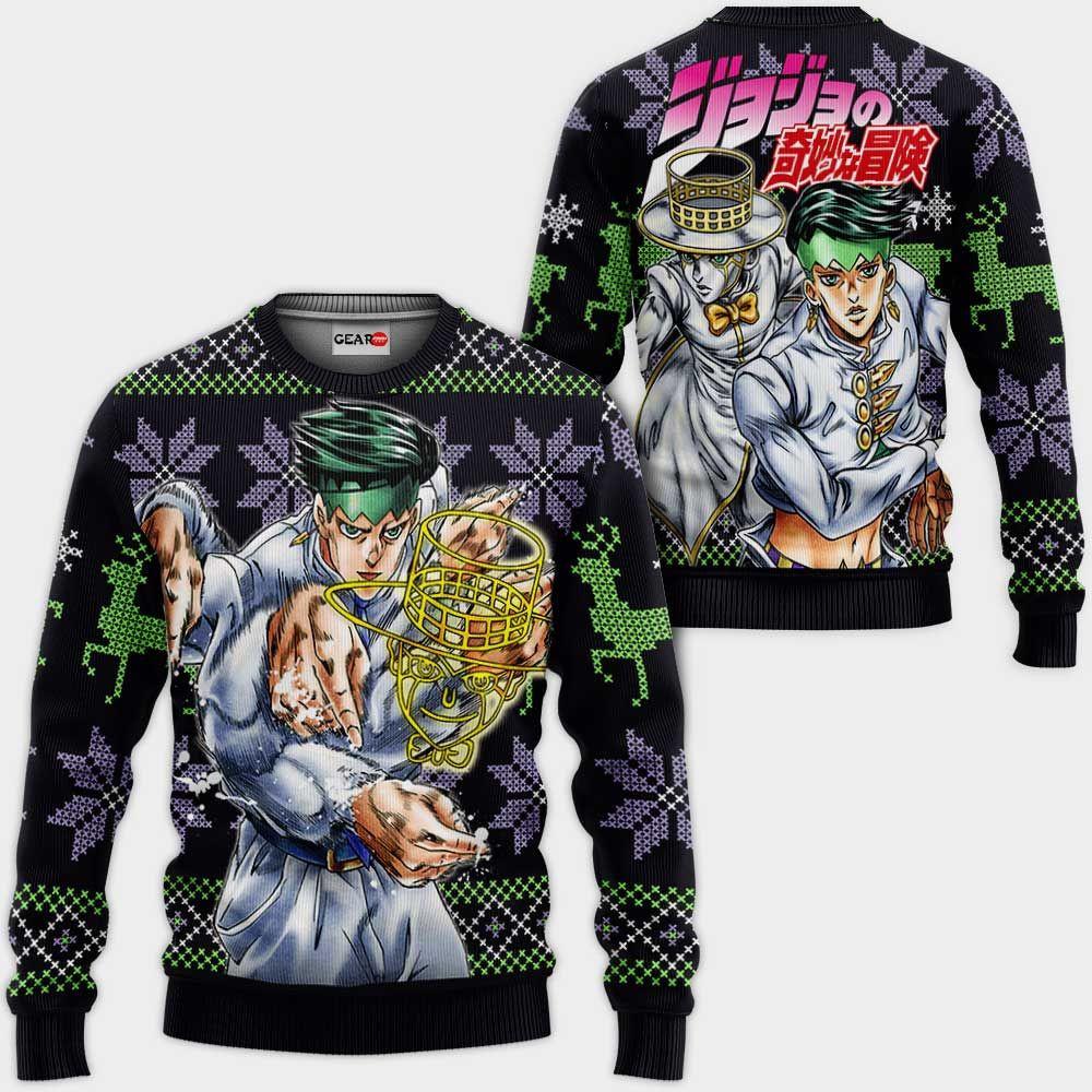 Rohan Kishibe Ugly Christmas Sweater Custom Anime JJBA Xmas Gifts Perfect And Unique Gifts For Adults Kids On Christmas