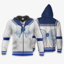 Anime Sailor Mercury Uniform Costume Hoodie Shirt Sailor Moon Anime Zip Jacket Perfect And Unique Gifts For Otaku On Christmas