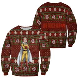 Saitama Ugly Christmas Sweater OPM Anime Xmas Gift Perfect And Unique Gifts For Adults Kids On Christmas